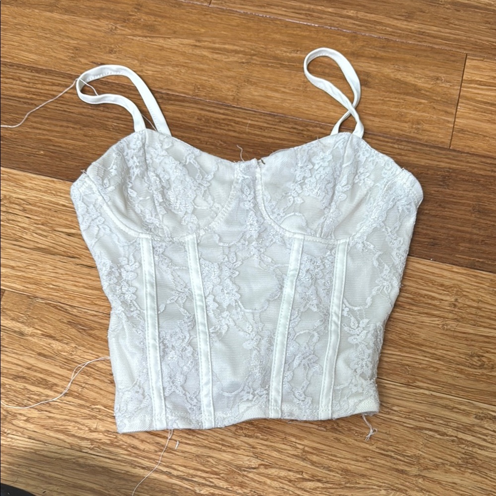 Elegant Lace Bustier Top - Cream